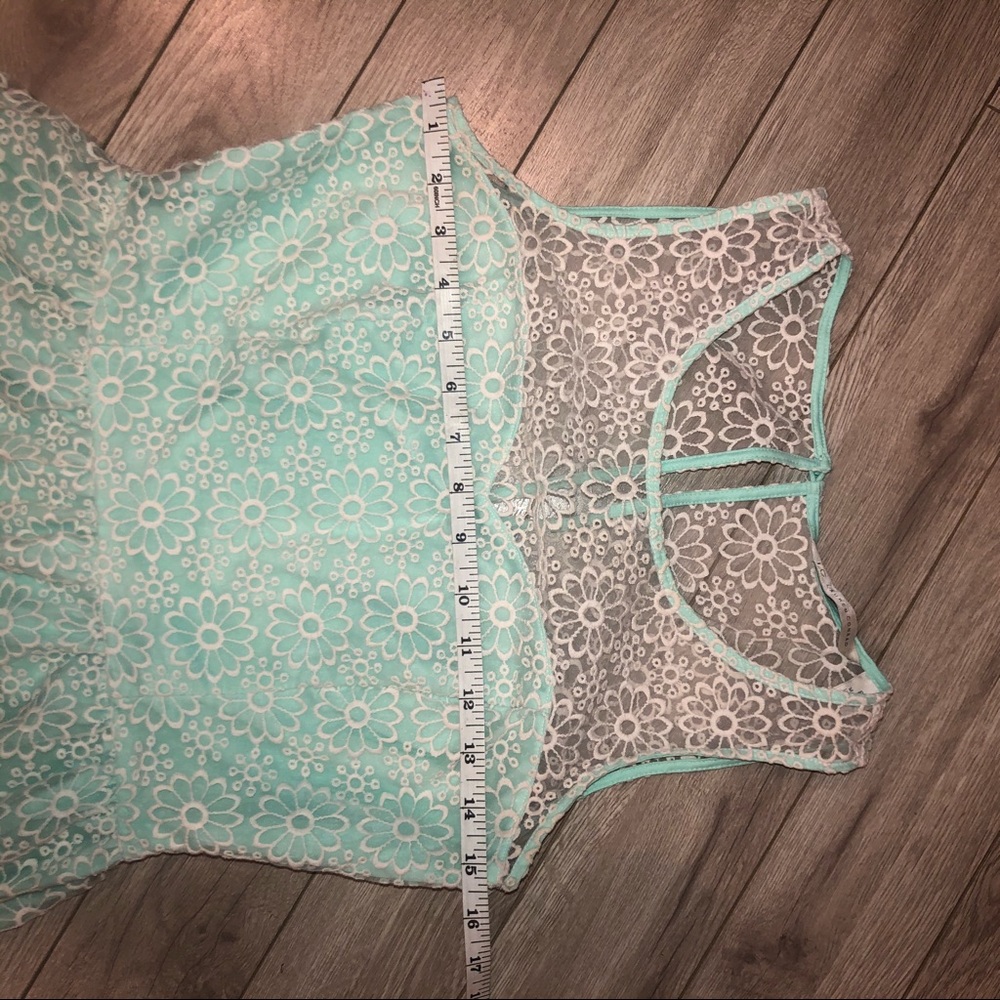 Lauren Conrad White Floral Lace Mint Green Dress 8 - Picture 10 of 11